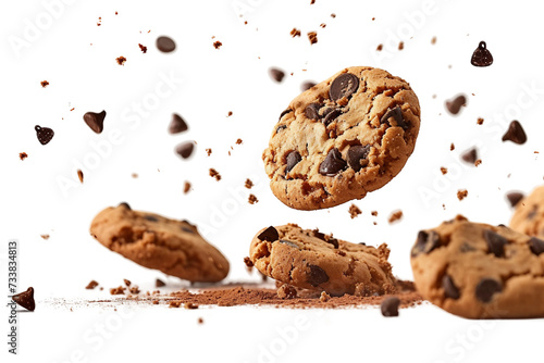 Chocolate Chip Cookies on Transparent Background  PNG  Generative  Ai