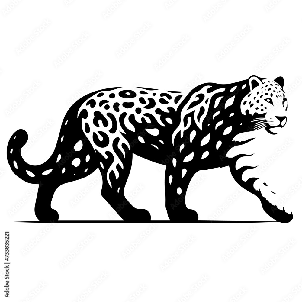 Fototapeta premium Simple Silhouette of Leopard Walking Vector