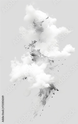 AI generated illustration of an abstract composition in clouds on a gray background