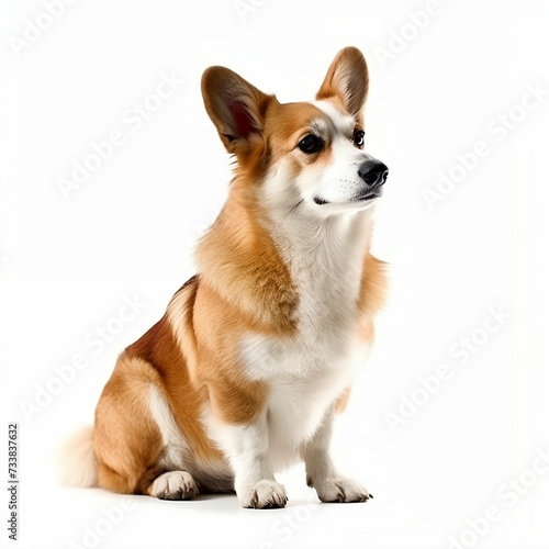 AI generated illustration of an adorable corgi isolated on a white background © Wirestock