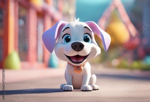 AI generated illustration of an adorable cartoon dog with a happy expression on its face