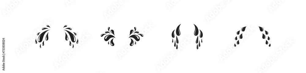 Obraz premium Tear streams, tear drops set. Vector EPS 10