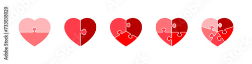 Puzzle in heart shape icon set. Vector EPS 10 photo