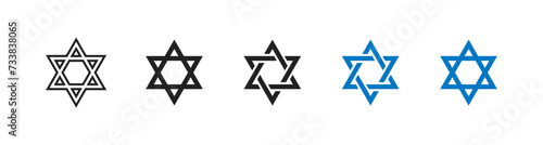 David star icon set. Jewish Israel symbol. Vector EPS 10