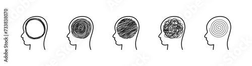Human head with hand drawn circle elements. Thinking, psychotherapy concept. Vector EPS 10