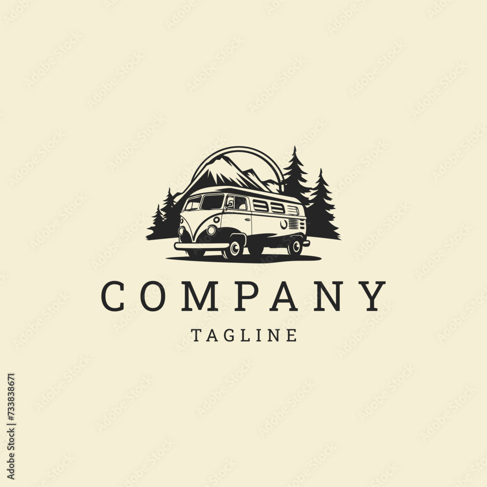 Camper van logo vector icon design template Camper van logo vector icon design template