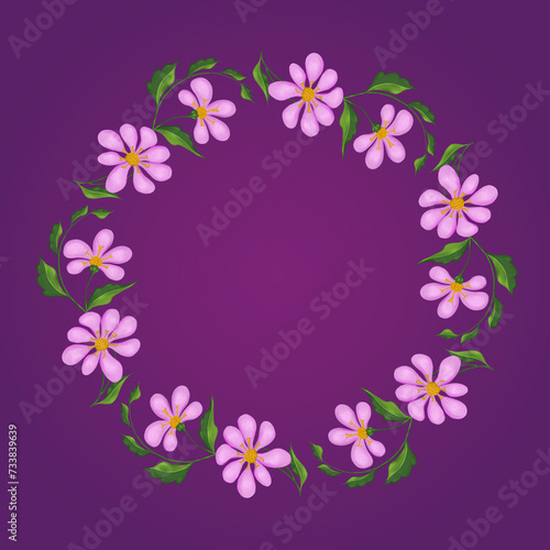 Floral round frame. Wreath of flowers. © fotorybalka