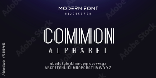 Double line monogram alphabet and tech fonts. Lines font regular uppercase and lowercase. Vector illustration.