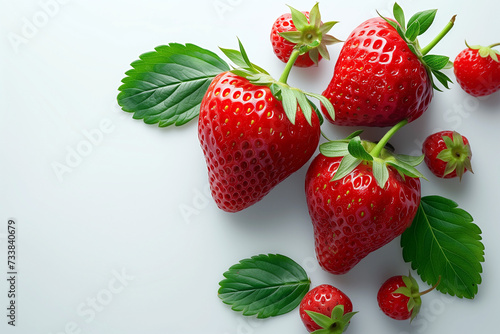 close up red strawberries on a white background. perfect image for wallpaper, banners or marketing campaigns.