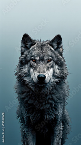 AI generated illustration of A beautiful, close-up shot of a gray wolf © Wirestock