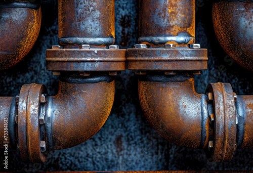 AI-generated illustration of two rusted pipes photo