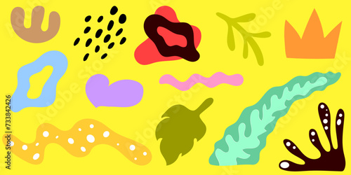 set of elements for collage and design in Memphis style, doodle. For post, news, art concept. Vector