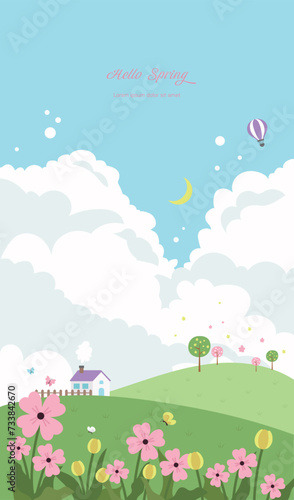 Cute spring vector illustration background