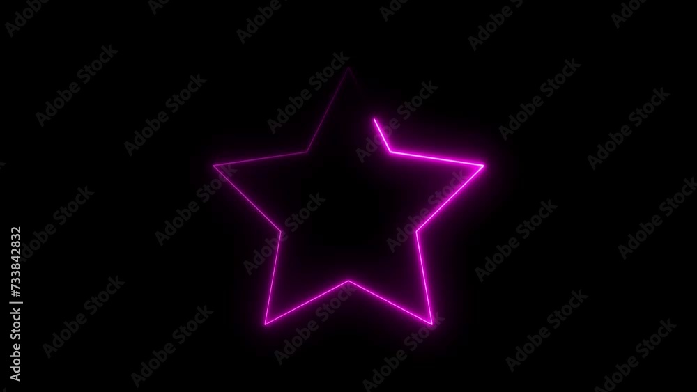 Abstract neon light effect star icon animation background. Abstract neon light effect star icon animation background.