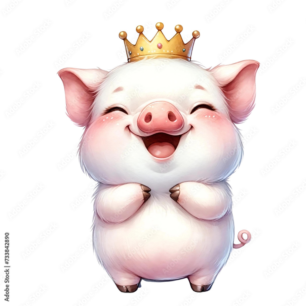 a cute king pig clipart PNG Watercolor illustration Pastel color a cute king pig clipart PNG Watercolor illustration Pastel color