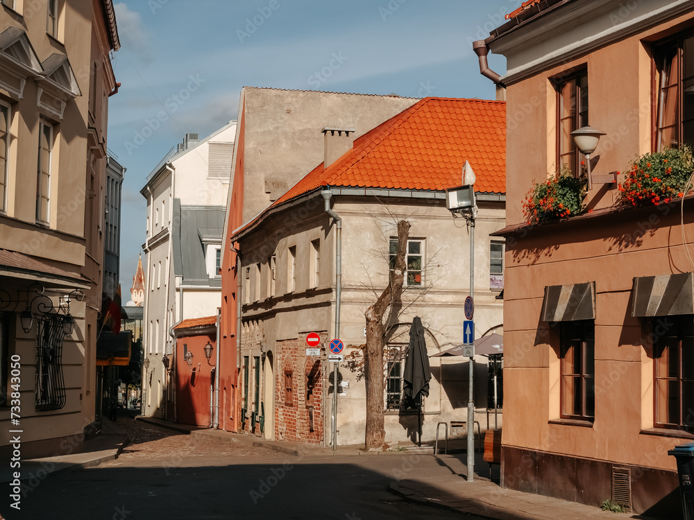 A street in in Vilnius Old Town in autumn