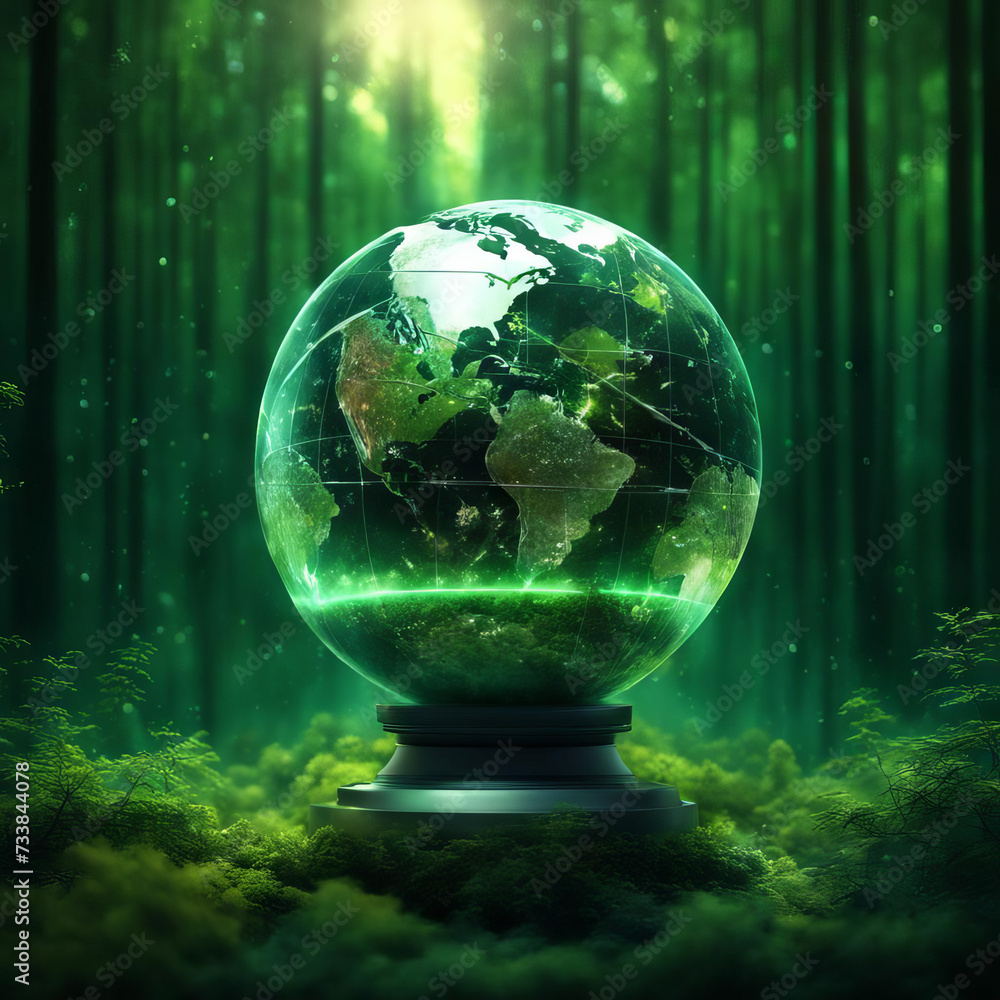 Crystal ball globe in the forest. Crystal ball globe in the forest.