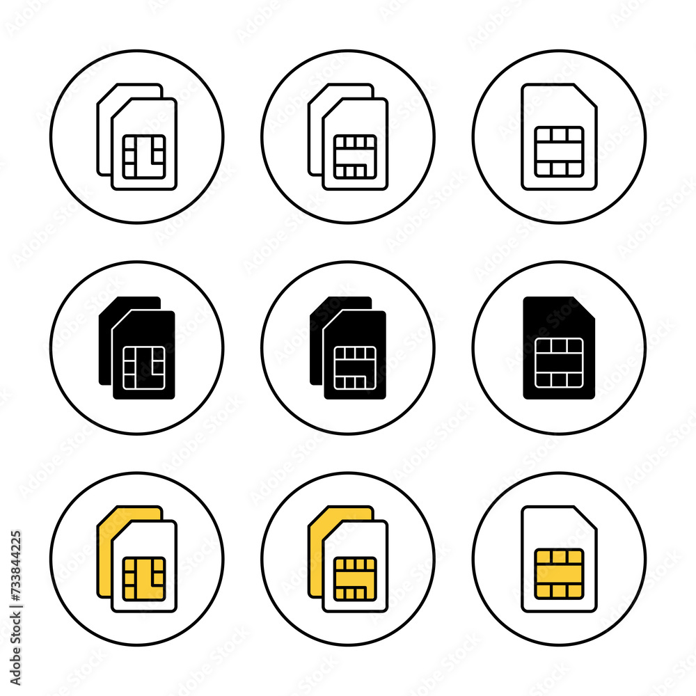 Sim card icon set vector. dual sim card sign and symbol Sim card icon set vector. dual sim card sign and symbol