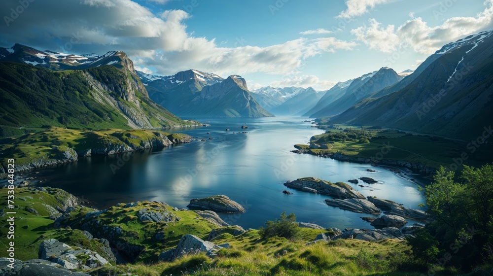 AI generated illustration of the breathtaking Fjords of Norway