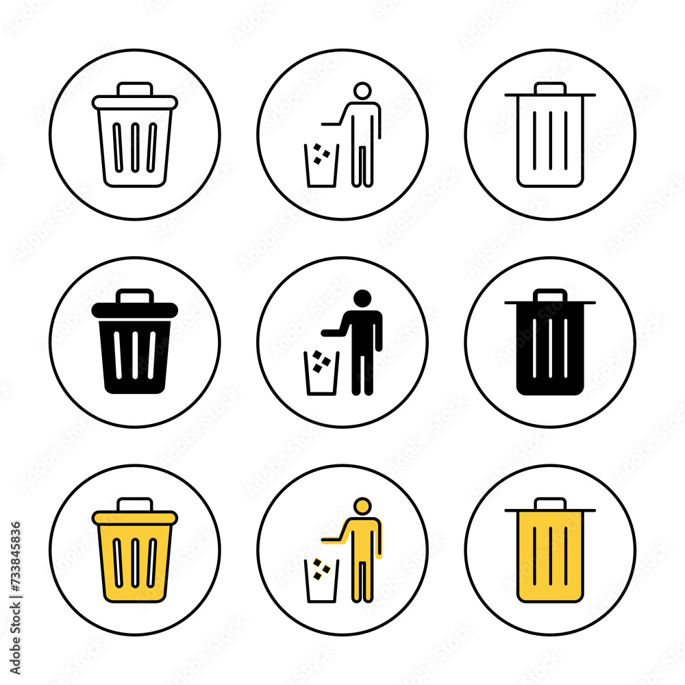 Trash icon set vector. trash can icon. delete sign and symbol. Trash icon set vector. trash can icon. delete sign and symbol.