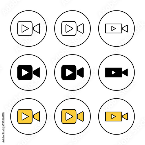 Video icon set vector. video camera sign and symbol. movie sign. cinema