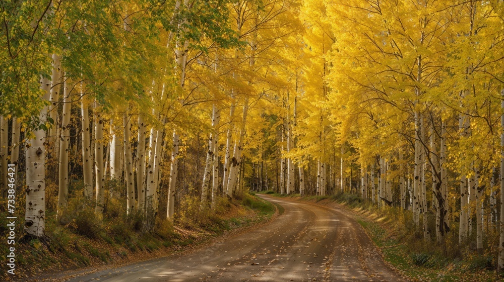 AI generated illustration of a yellow aspen forest
