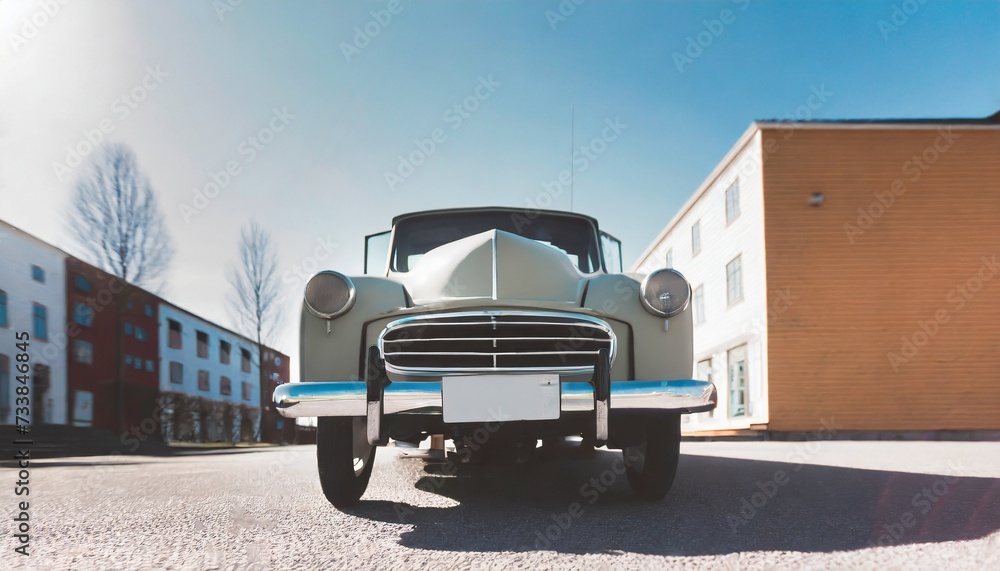 Obraz premium AI generated illustration of a vintage convertible car parked on the street