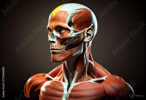 Frontalis Muscle Anatomy For Medical Concept 3D. Generative AI