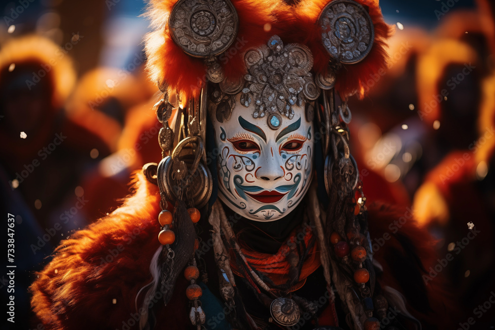 Barong dancer. A vibrant capture of a Barong dancer in traditional costume during a cultural festival in Bali, Indonesia, showcasing expressive cultural art. Barong dancer. A vibrant capture of a Barong dancer in traditional costume during a cultural festival in Bali, Indonesia, showcasing expressive cultural art.
