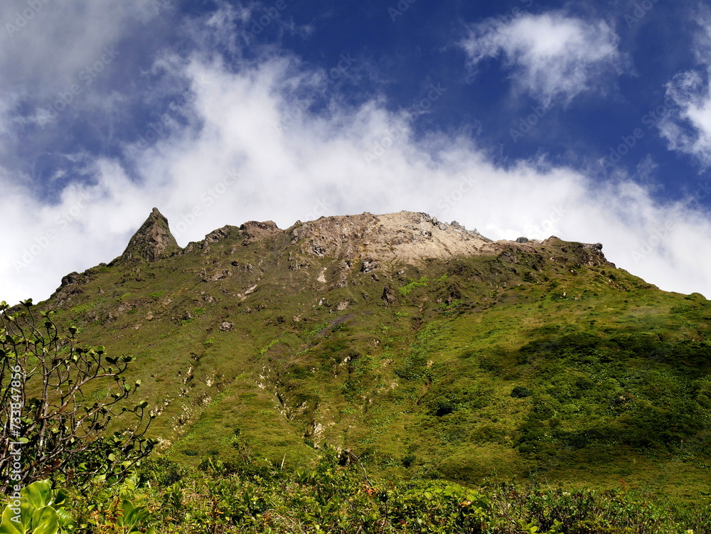 Grande soufriere volcanic peak in Guadeloupe, lesser antilles volcano