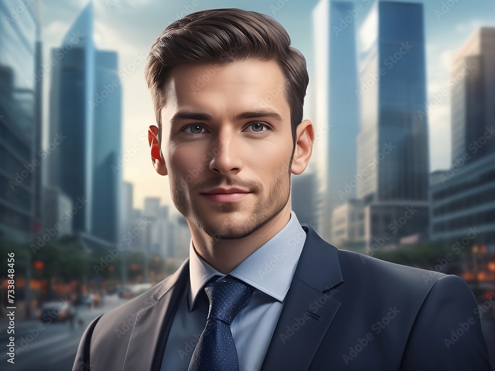 A successful businessman modern city background A successful businessman modern city background