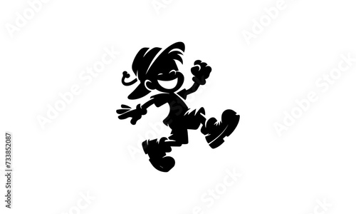 Cute Cartoonish Character Mascot Icon  Cartoonish Character Cute Silhouette Black and White
