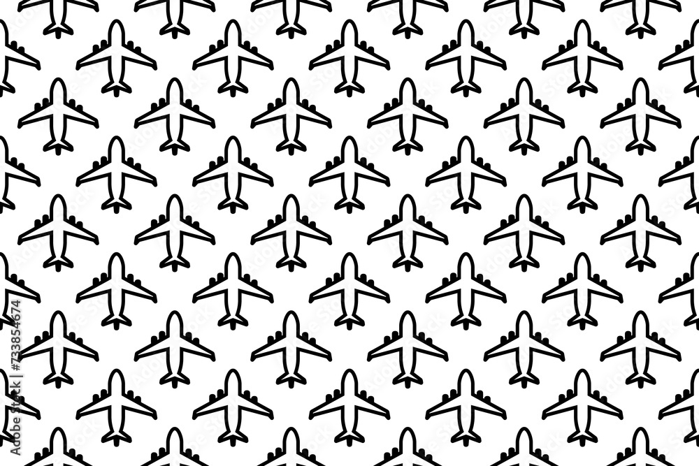 Seamless pattern completely filled with outlines of airplane symbols. Elements are evenly spaced. Illustration on transparent background Seamless pattern completely filled with outlines of airplane symbols. Elements are evenly spaced. Illustration on transparent background