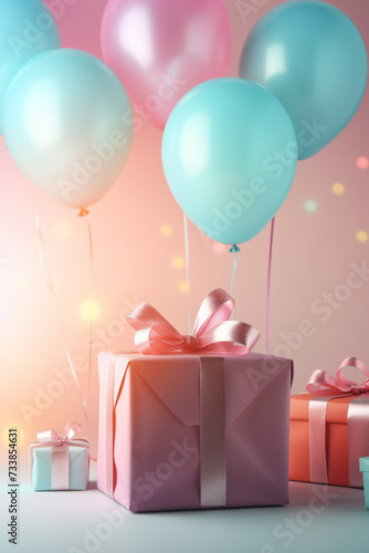 birthday party balloons, colourful balloons background © Natalia Klenova