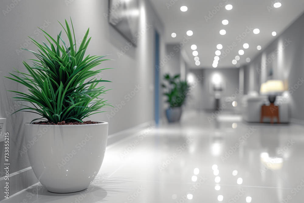 Plant in White Pot on White Floor Plant in White Pot on White Floor