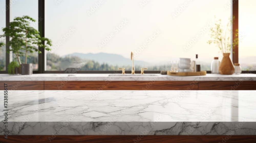 Marble Kitchen Counter with Modern Décor Marble Kitchen Counter with Modern Décor