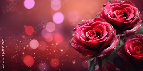 very beautiful red roses blur light spotlight background 