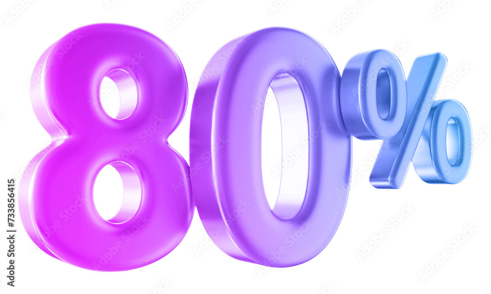 80 percent discount number gradient 3d render 80 percent discount number gradient 3d render