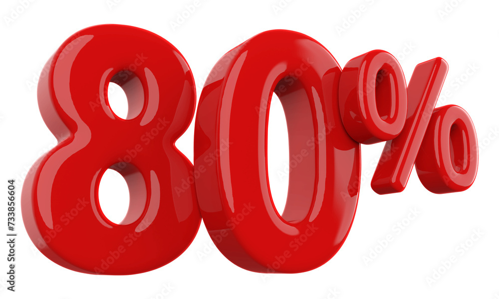 80 percent discount number red 3d render 80 percent discount number red 3d render