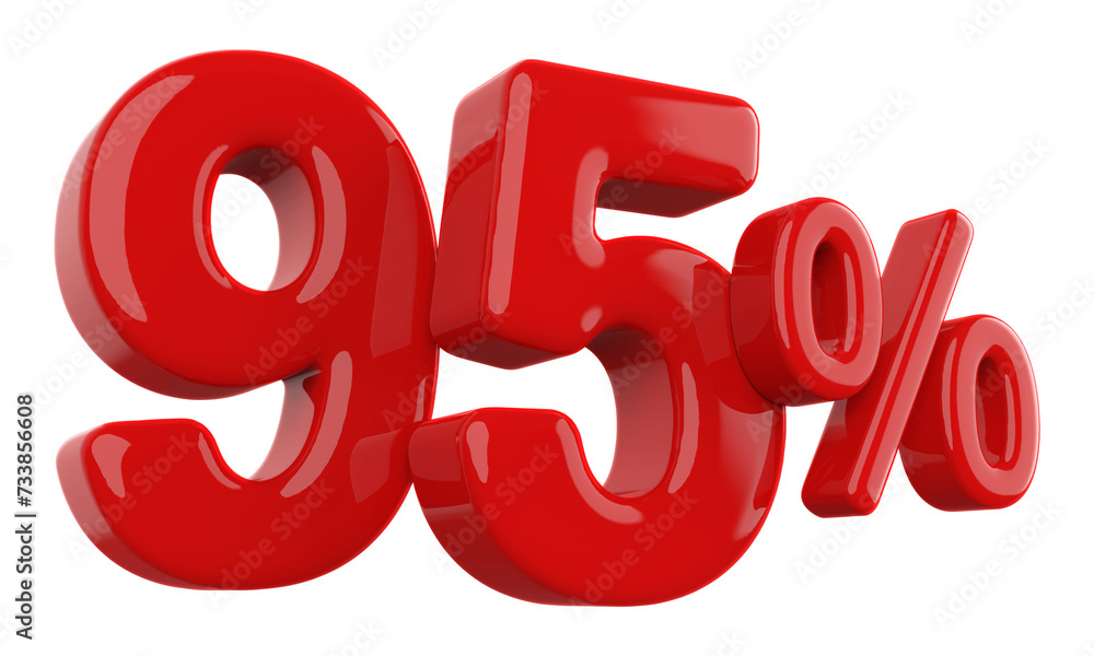 95 percent discount number red 3d render