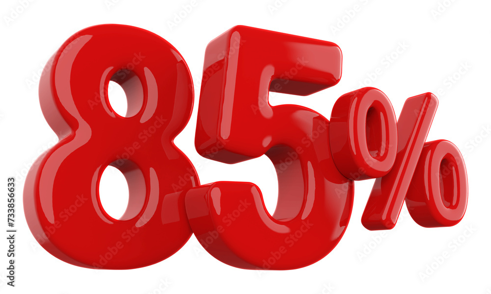 85 percent discount number red 3d render 85 percent discount number red 3d render