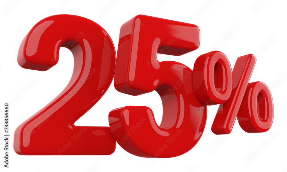 25 percent discount number red 3d render 25 percent discount number red 3d render