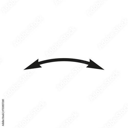 Dual sided arrow. Curved arc shape. Semicircular thin double ended arrow. Vector illustration and symbol.