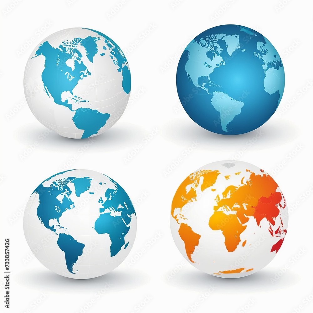 High-Quality Vector Illustration of White 3D Globes