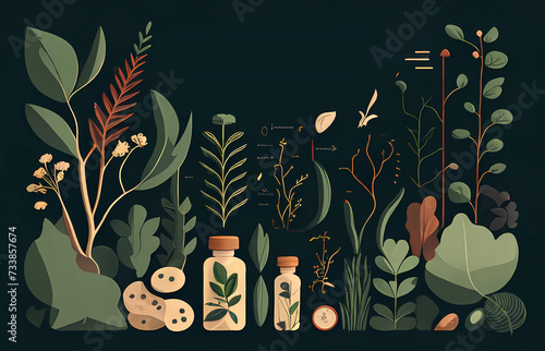 Botanical elixir illustration, place for logo