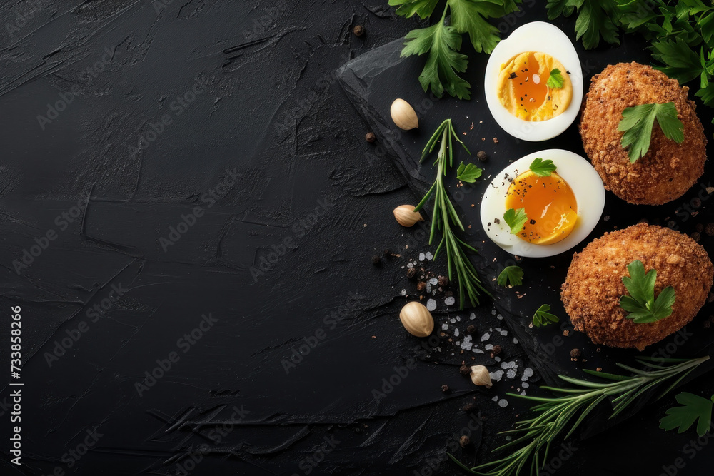 Plate of Hard Boiled Eggs Garnished With Parsley