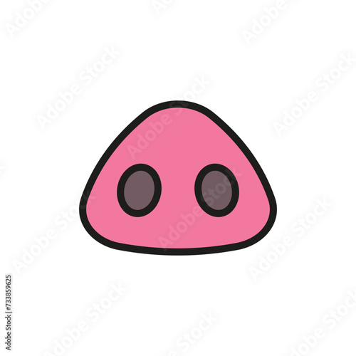 Pig pink nose icon. Color vector illustration on white background.  
