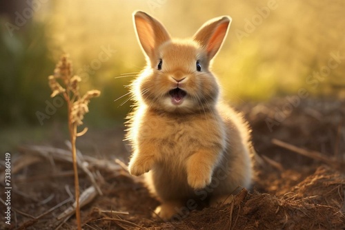 adorable bunny with a happy expression. Generative AI © Euphemia