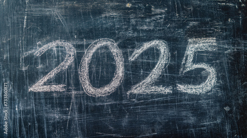 A handwritten year 2025 on a dusty blackboard, etched in chalk, speaks volumes with its simple text
