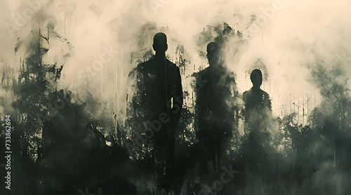 Shadowy silhouettes of the souls of late loved ones, as they slowly vanish from the existence and enter the afterlife